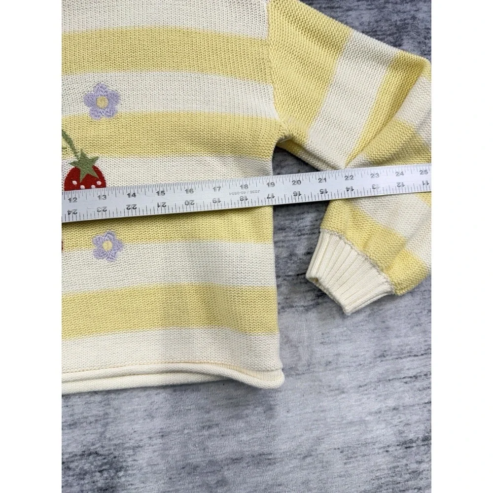 Old Navy Girl's Striped Strawberry Embroidered Knit Sweater M (8) Preppy Cottage